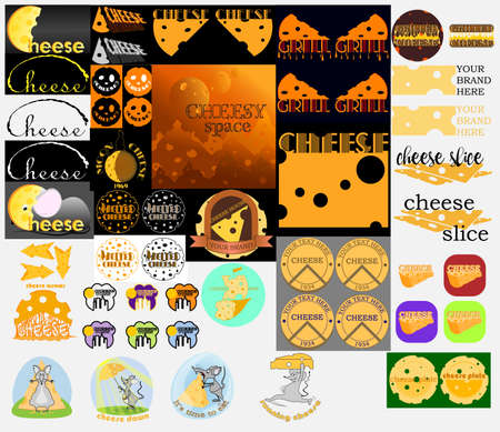creative set of elements and illustrations on the theme of cheeseのイラスト素材