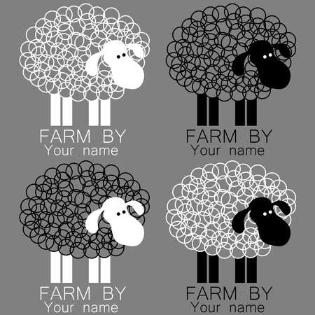 creative for the farm in the form of a curly lamb with the inscription in different versionsのイラスト素材