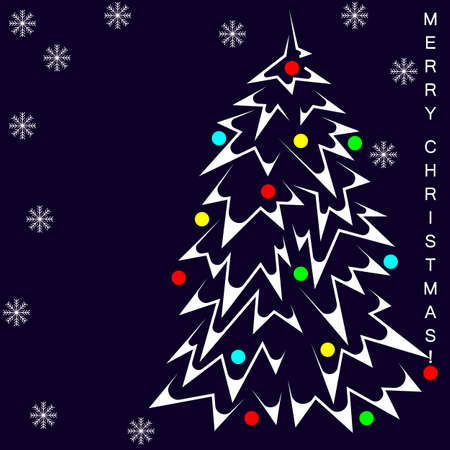 christmas tree with christmas balls and snowflakes merry christmas. abstract and minimalism 2のイラスト素材