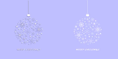 Christmas ball of snowflakes and merry Christmas with shadows and without 1のイラスト素材