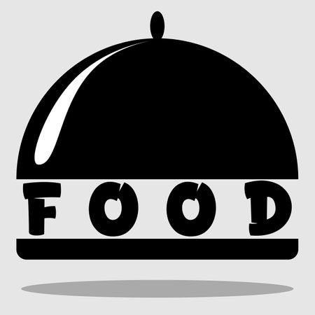logo of food, restaurant, cafe black and white minimalism with a dish and an inscription 2のイラスト素材