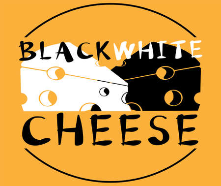 original logo of black and white cheese on white and yellow backgroundのイラスト素材