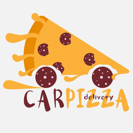 pizza car dripping cheese original pizza deliveryのイラスト素材