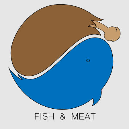 logo meat and fish in the form of a yin yang sign 1のイラスト素材