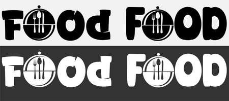 menu logo with inscription food and dish fork spoon and knife 3のイラスト素材
