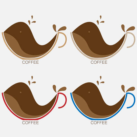 coffee logo with cup and whale shaped coffee 1のイラスト素材