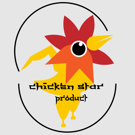 chicken head star logo with body parts and abstract egg shell 2のイラスト素材