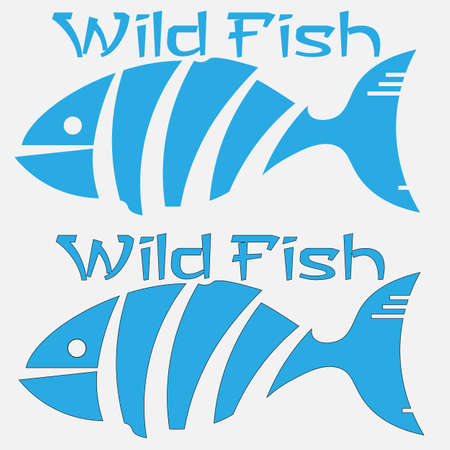minimal of cut fish wild fish with and without outline 2のイラスト素材