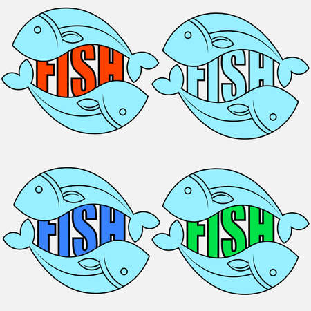 logo fish of two fish in an ellipse with the inscriptionのイラスト素材