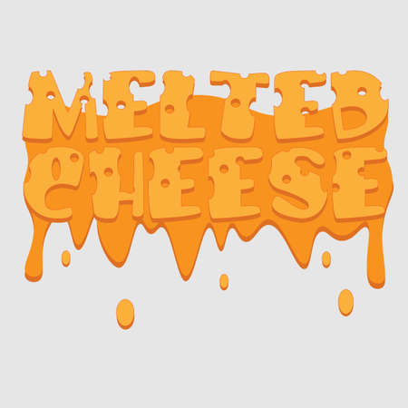 lettering logo melted cheese with cheese stains and dropsのイラスト素材