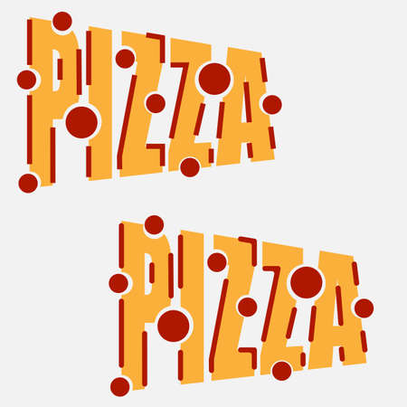 lettering pizza logo with abstract tomato sausages and sauce 1のイラスト素材