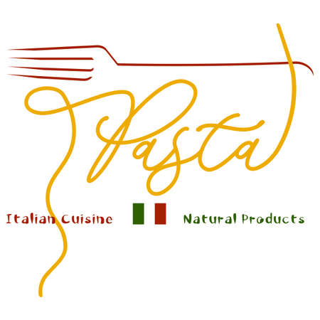 logo of Italian cuisine pasta with spaghetti letteringのイラスト素材