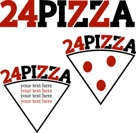 lettering logo pizza 24 hours in different versionsのイラスト素材