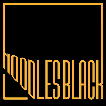 minimal black logo lettering of black noodles in a square on a black backgroundのイラスト素材