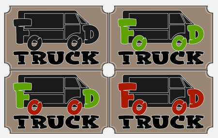 lettering logo of street food truck with inscriptionのイラスト素材