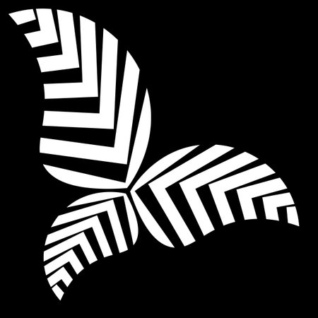 minimal black logo of plant leaves from geometric shapes located at different anglesのイラスト素材