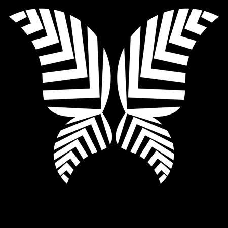minimal black butterfly logo made of geometric shapes located at different anglesのイラスト素材