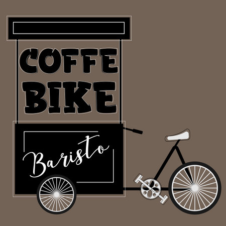 black coffee bike logo with white wheelsのイラスト素材