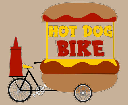 black bike logo with hot dogs and a jar of ketchupのイラスト素材