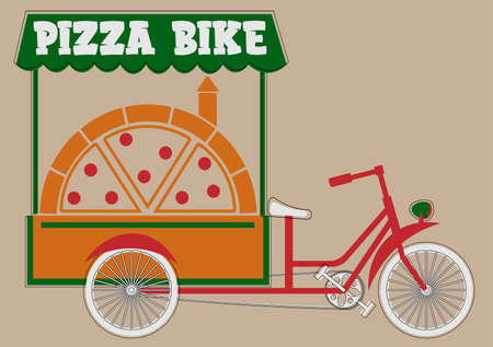 pizza bike logo with oven in the colors of the italian flagのイラスト素材