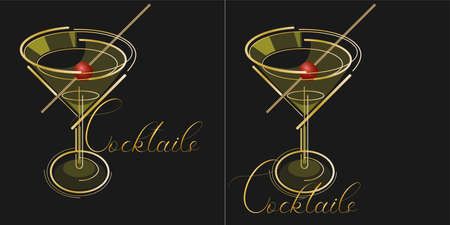 cocktail logo for the menu or wine list of a restaurant or barのイラスト素材