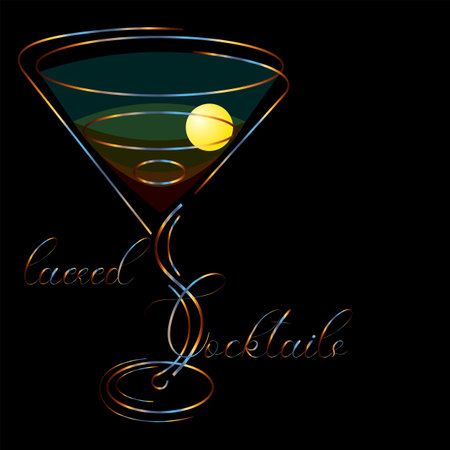 layered cocktail logo for restaurant or bar menu or wine listのイラスト素材