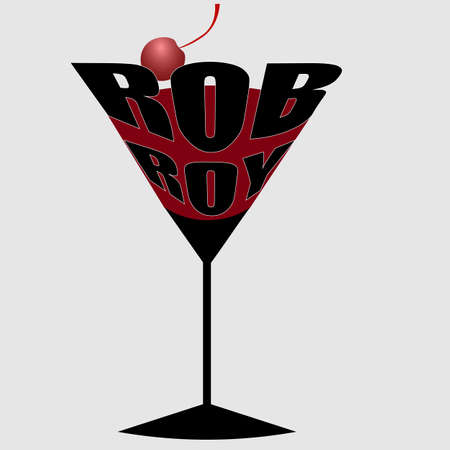 minimalistic lettering of Rob Roy cocktail on light backgroundのイラスト素材