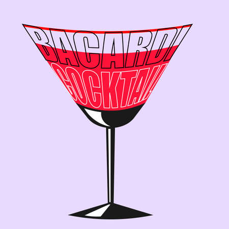 minimalistic lettering cocktail on light backgroundのイラスト素材
