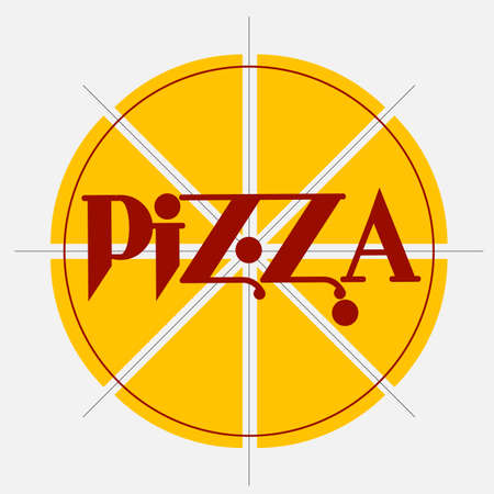 abstract minimal pizza logo of eight yellow slicesのイラスト素材