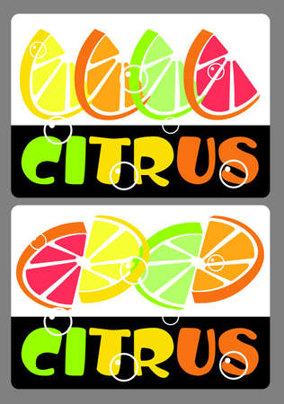 citrus sticker with lime, lemon, orange and grapefruitのイラスト素材