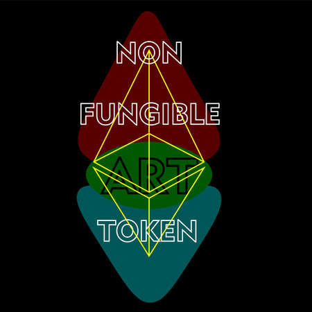Ethereum-based non-fungible art token on dark background 2のイラスト素材