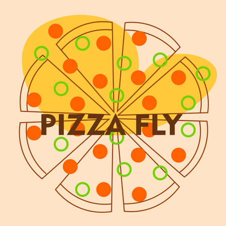 minimal sitting pizza butterfly olives and tomatoesのイラスト素材