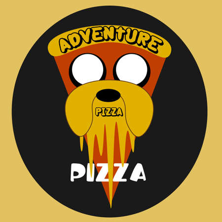 abstract pizza logo for pizza adventure in black circleのイラスト素材