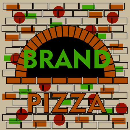 abstract minimal pizza for packaging or menu.のイラスト素材