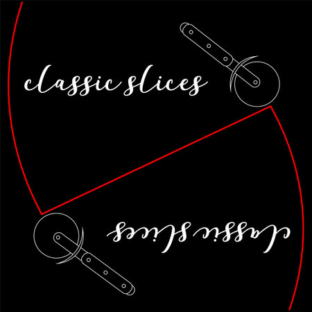 abstract minimal pizza for packaging or menu. Classic slices.のイラスト素材