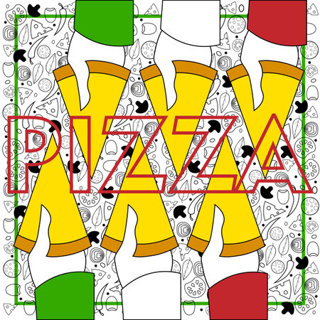 abstract minimal pizza for packaging or menu.のイラスト素材