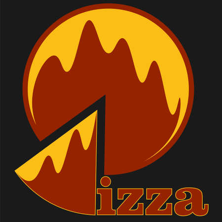 lettering pizza icon in pizza and italian flag colorsのイラスト素材