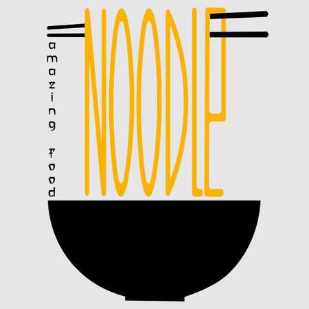 minimal asian food made from silhouette of a cup of noodles and chopsticksのイラスト素材