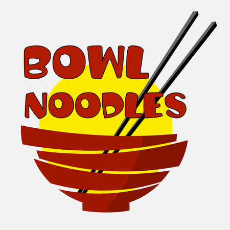 minimal lettering logo of asian cuisine with cup and chopsticks letteringのイラスト素材