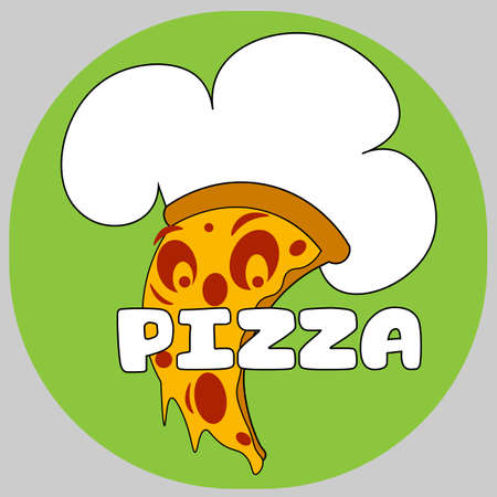 cartoon slice of pizza with eyes in a chef's cap 1のイラスト素材