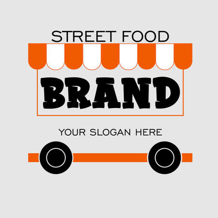 abstract minimal street food logo with colored elementsのイラスト素材