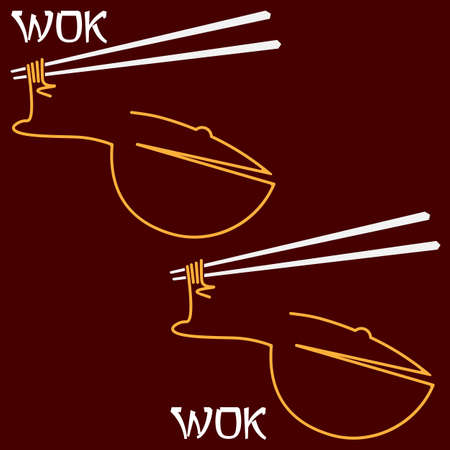 abstract minimal icon wok made of sticks and noodlesのイラスト素材