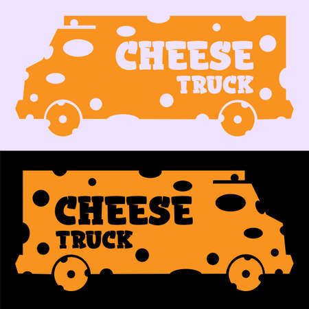 abstract minimal of cheese truck cut from cheese with holesのイラスト素材