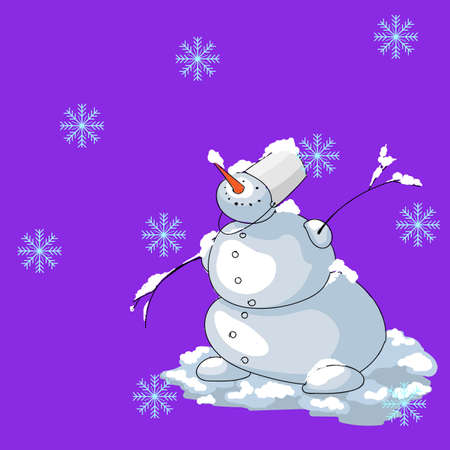 hand drawn snowman and snowflakes for new year card 1のイラスト素材