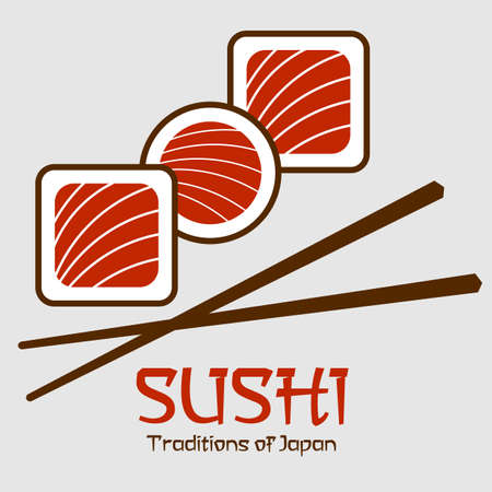 abstract minimal sushi made of sushi chopsticks and letteringのイラスト素材