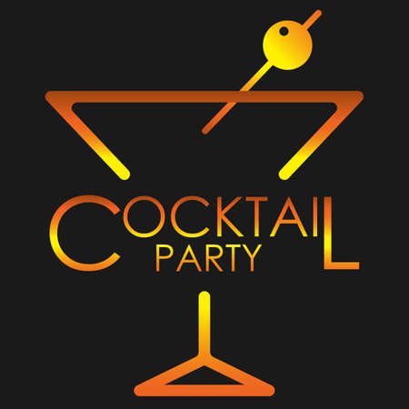 abstract cocktail party with martini glass on dark backgroundのイラスト素材