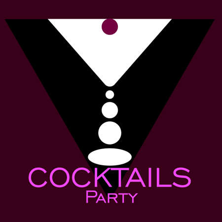 abstract cocktail party with glass on dark burgundy backgroundのイラスト素材