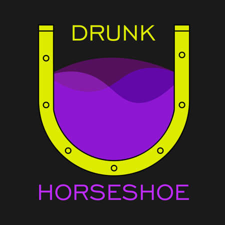 a cocktail in the form of a horseshoe with a drink on a dark backgroundのイラスト素材