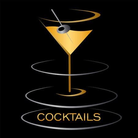 cocktail glass on a dark backgroundのイラスト素材