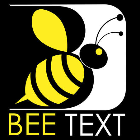a bee on the background of the silhouette of the letter b or bee tokenのイラスト素材